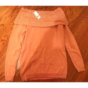 NWT light pink/ coral off the shoulder sweater